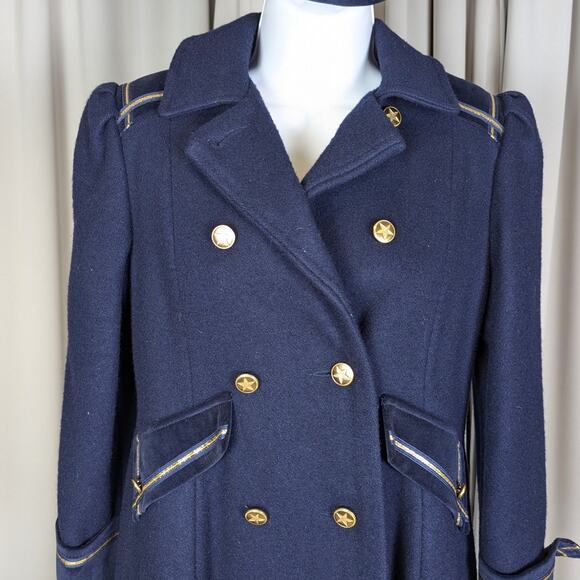 Vintage Wool Double-Breasted Nautical Theme Kids Peacoat with Hat Navy Blue L - Picture 9 of 16